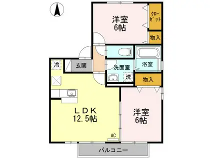 リビングタウン吉成C(2LDK/2階)の間取り写真