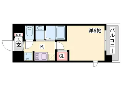 エステムコート三宮イーストIVザ・フロント(1K/13階)の間取り写真
