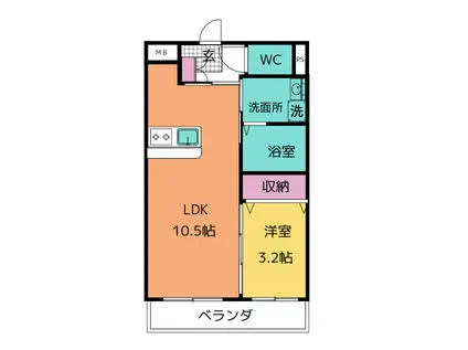 岡本3丁目マンション(1LDK/3階)の間取り写真