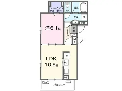 エクラ宝塚(1LDK/3階)の間取り写真