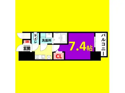 S-RESIDENCE堀田ノース(1K/8階)の間取り写真
