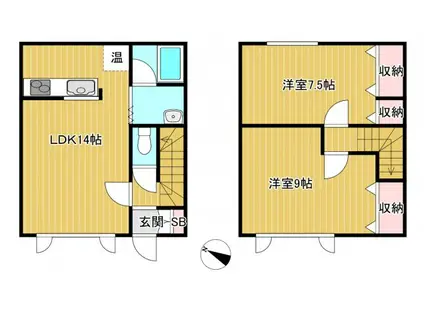 セイムヤマトA棟(2LDK/1階)の間取り写真