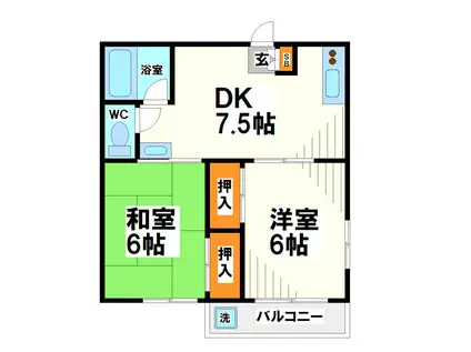 メゾンスズキII(2DK/2階)の間取り写真