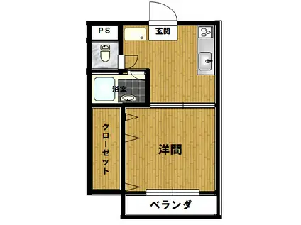 F-ARK8(1K/1階)の間取り写真