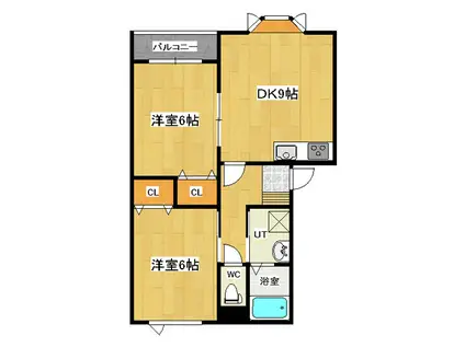 イーストパレス(2DK/2階)の間取り写真