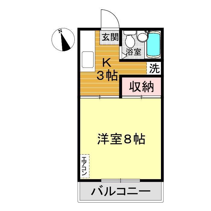 サニーハイツ(1K/2階)の間取り写真