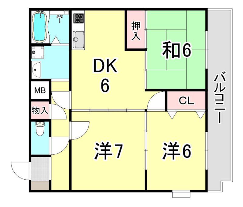ハイム屋敷本(3DK/2階)の間取り写真