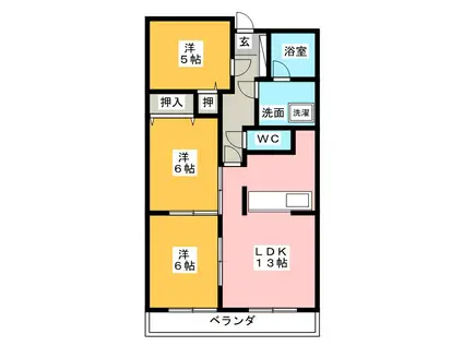 グリーンヒル金龍(3LDK/2階)の間取り写真