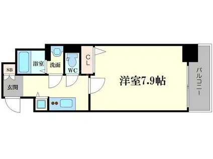 ジアコスモ谷町四丁目(1K/9階)の間取り写真