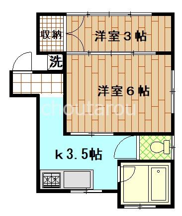 サンアベニュー新河岸(2K/1階)の間取り写真