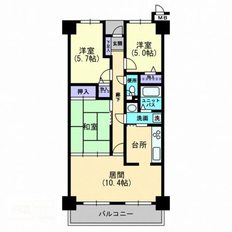 サーパス屋島(3LDK/5階)の間取り写真