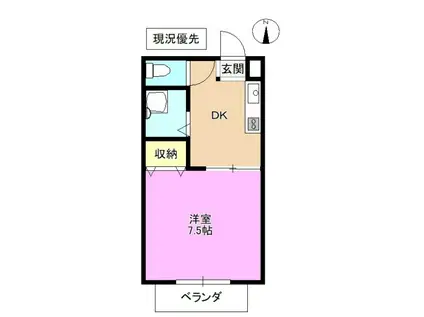 メゾン青木(1DK/2階)の間取り写真