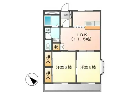 メゾンファン(2LDK/1階)の間取り写真