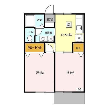 グリーンヒルズ中峠台A棟(2DK/1階)の間取り写真