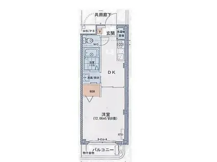 パディ南方(1DK/3階)の間取り写真