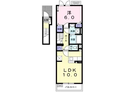 テヤン コンフォート(1LDK/2階)の間取り写真