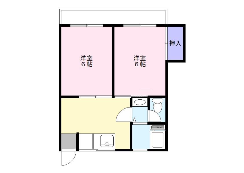 フタバハイツ(2DK/1階)の間取り写真