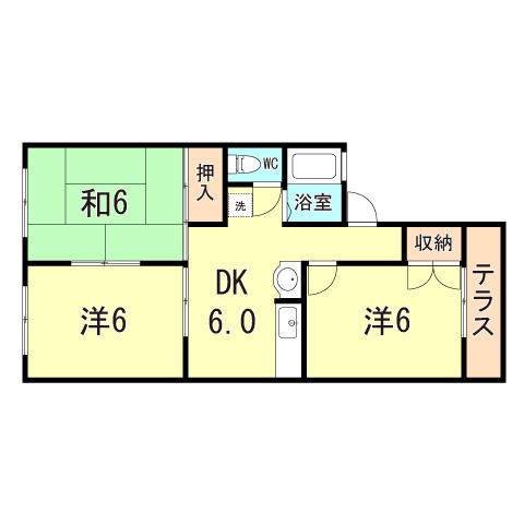 ルシエール竜が岡(3DK/2階)の間取り写真