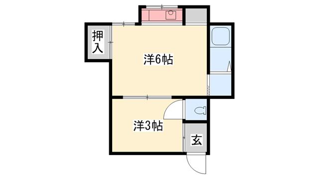 さくら荘(1DK/2階)の間取り写真