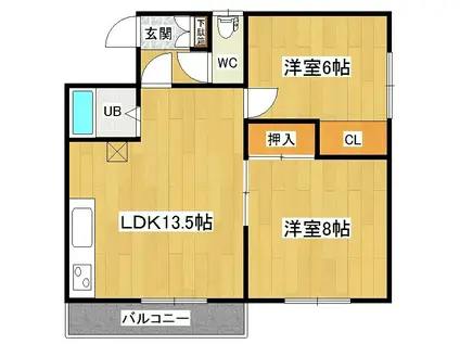 コーポ栄町(2LDK/2階)の間取り写真