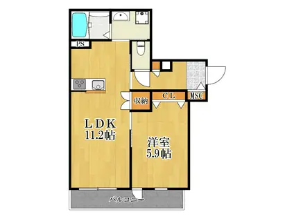 JUNTOKU(1LDK/1階)の間取り写真