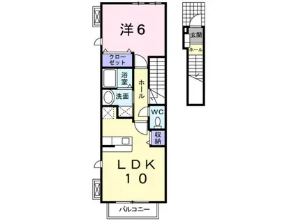 FOREST出島(1LDK/2階)の間取り写真