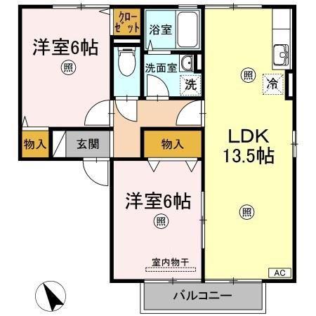 パミドール・ルーチェC棟(2LDK/2階)の間取り写真