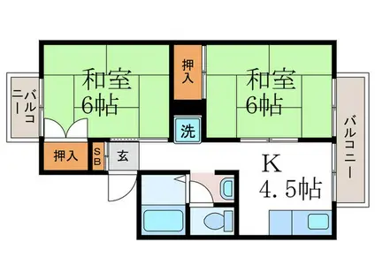 セジュールPOPO(2K/2階)の間取り写真