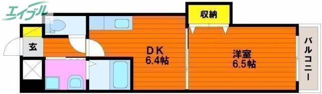 はるなガーデン(1DK/7階)の間取り写真
