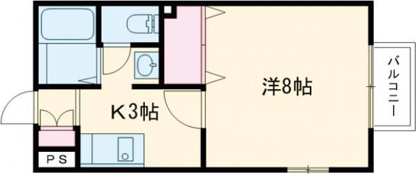 サンプレリュードIII(1K/2階)の間取り写真