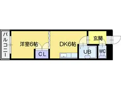 オクタワーズ野幌ウエストタワー(1DK/1階)の間取り写真