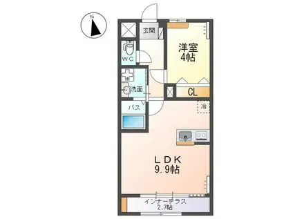 グランドール泉II(1LDK/1階)の間取り写真