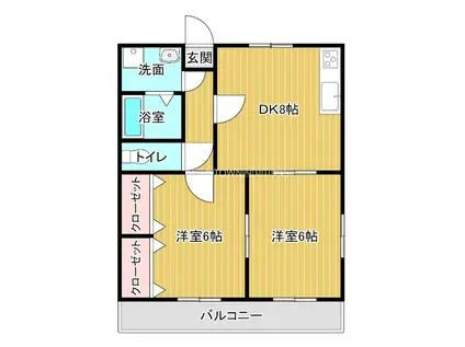 アルファ中曽根(2DK/2階)の間取り写真