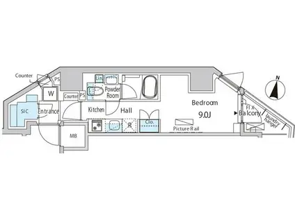 バウスフラッツ品川キャナルサイド(ワンルーム/12階)の間取り写真