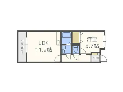 フェリシャス(1LDK/2階)の間取り写真