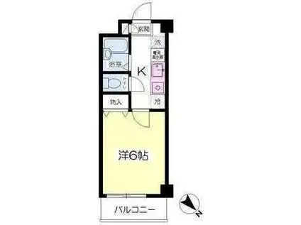 ライブオーク名谷町(1K/1階)の間取り写真