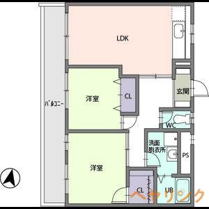 イーストパーク(2LDK/1階)の間取り写真