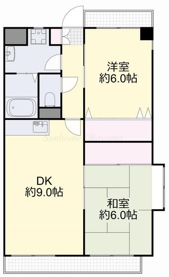 サンライズ豊成(2DK/3階)の間取り写真