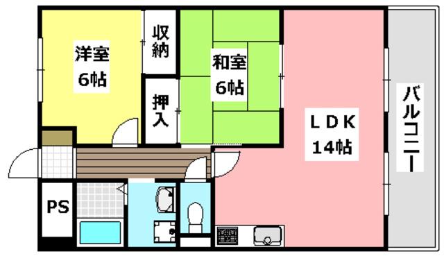 レジデンス・ベルメゾン(2LDK/2階)の間取り写真