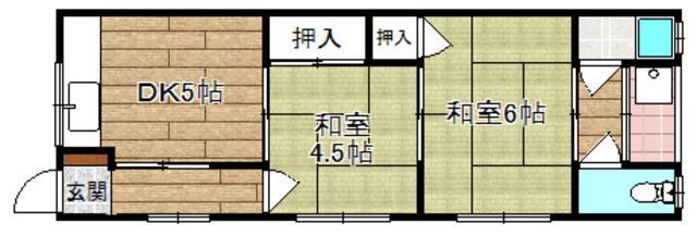 清水ハイツ(2DK/2階)の間取り写真