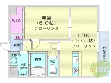 エクシード(1LDK/1階)の間取り写真