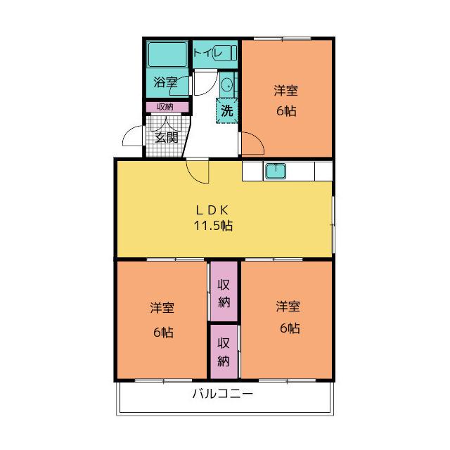 沼津原団地3(3LDK/5階)の間取り写真