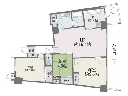 アイランドシティインフィニガーデン イースト棟(3LDK/4階)の間取り写真