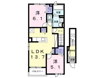 アヴァンス パレイル(2LDK/2階)の間取り写真