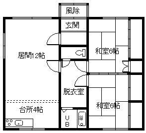 パナシェ北門(2LDK/1階)の間取り写真