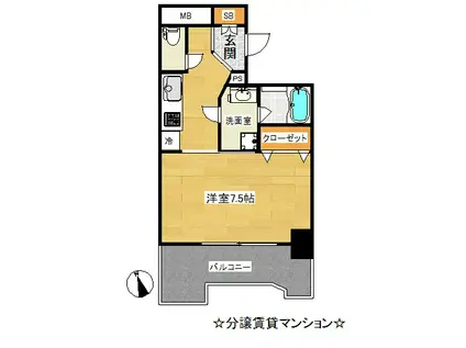 エイペックス神戸みなと元町コーストライン(1K/10階)の間取り写真