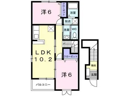 カメリアコート(2LDK/2階)の間取り写真