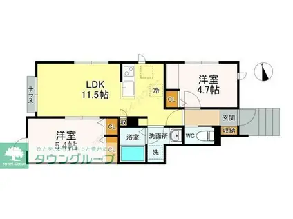 ディアコート(2LDK/1階)の間取り写真