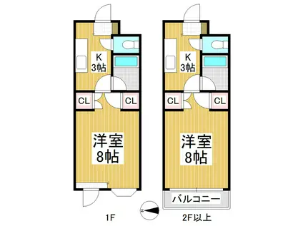 南町ニュータウン D棟(1K/1階)の間取り写真
