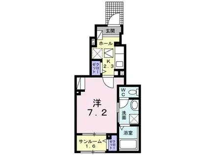 カーサ フェリーチェ(1K/1階)の間取り写真